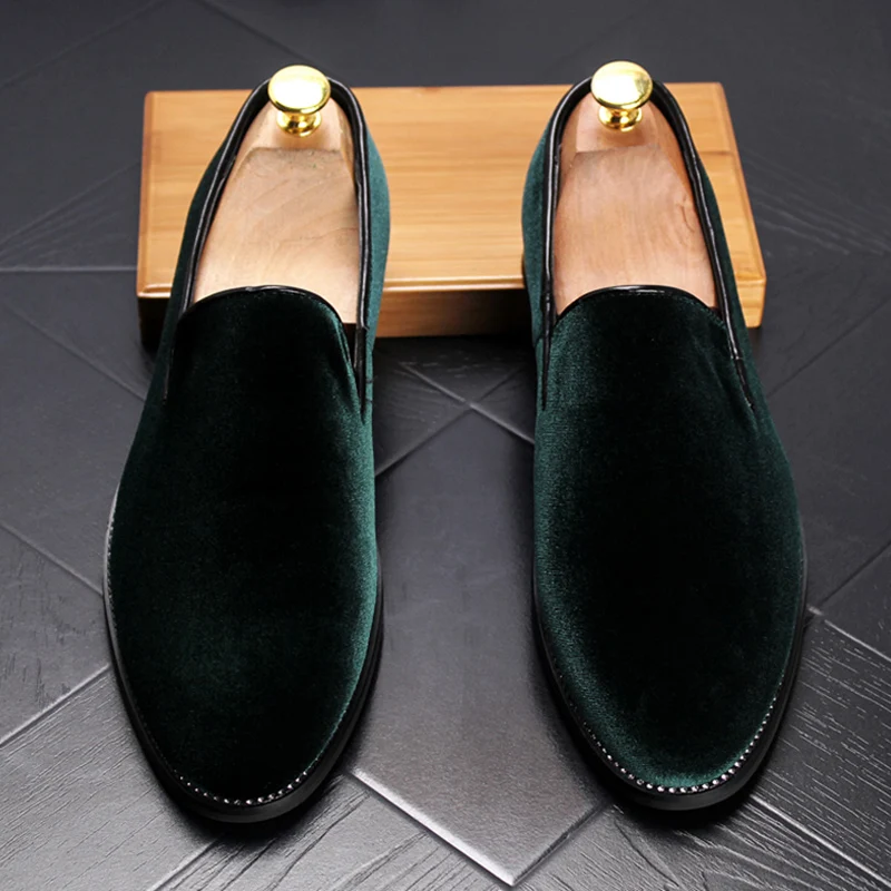 men breathable loafers soft velvet leather shoes evening prom dress slip-on driving shoe British style young gentleman footwear