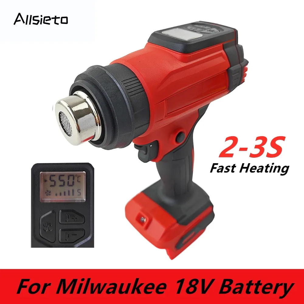 Cordless Handheld Hot Air Gun With Digital Display Heat Gun Shrink Wrap PVC Welding DIY Craft Repair For Milwaukee 18V Battery