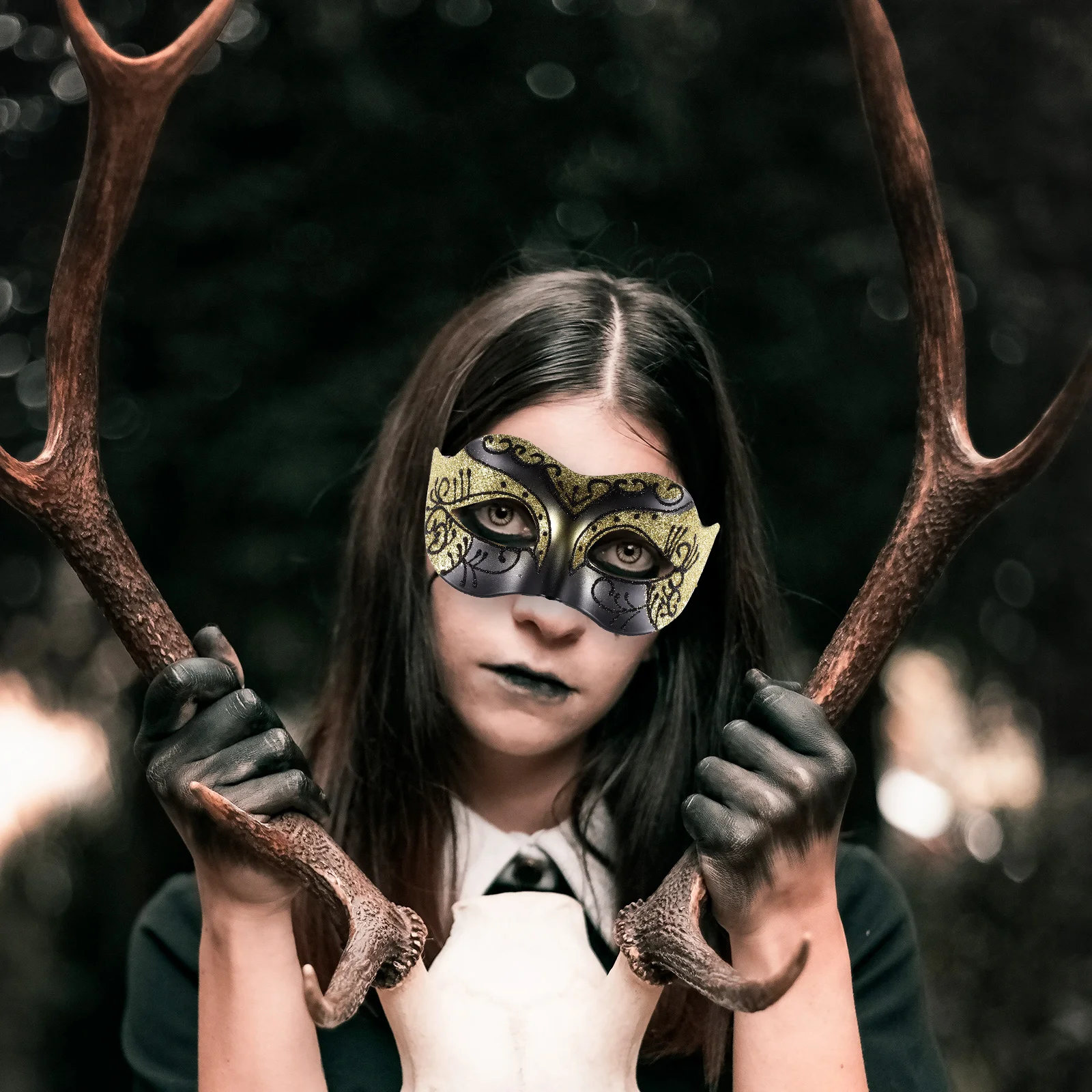 

2 Pcs Jazz Mask Party Half Masquerade Prom Masks for Golden Halloween Costume Miss