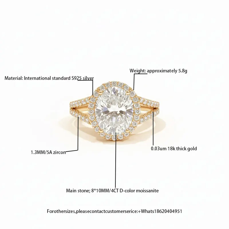 

4CT oval moissanite ring that HITS DIFFERENT 0.03um 18K thick gold on S925 silver — luxury vibe WITHOUT the luxury price #