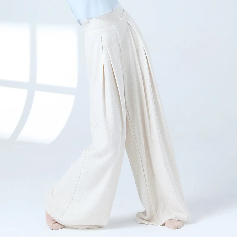 سروال تدريب على نسيج الرقص الحديث للنساء، سروال رقص فضفاض بتصميم جديد، مناسب للرقص الكلاسيكي اليومي، للبالغين.