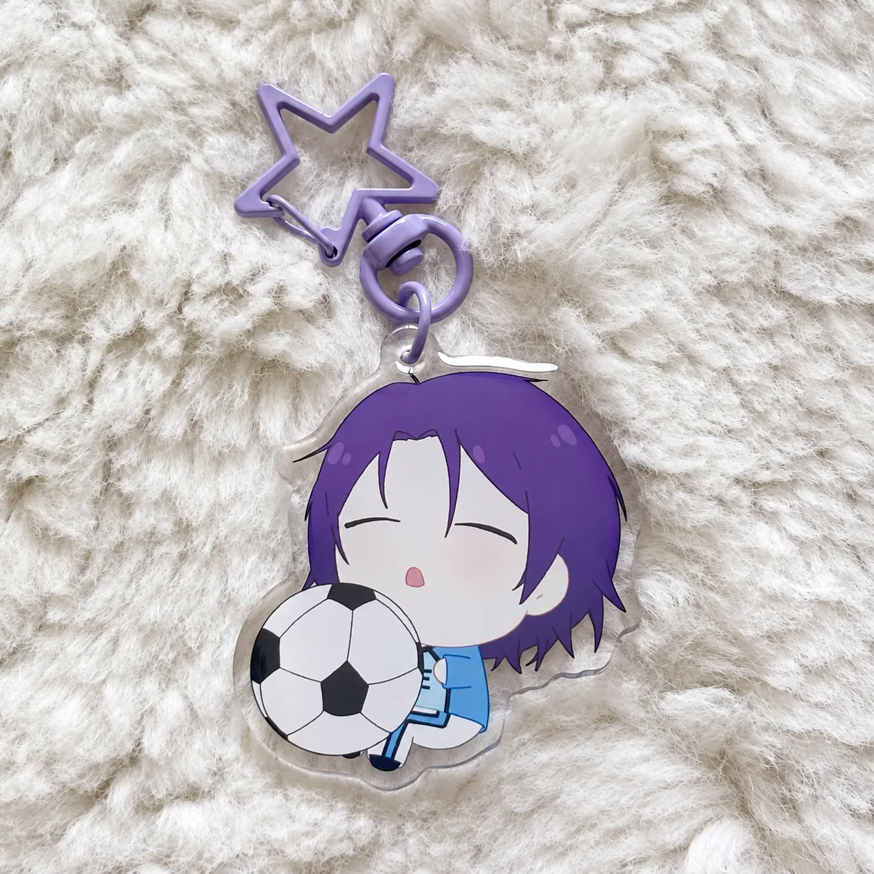 Soccer Ball Player Acrylic Keychain Cute Cartoon Anime Character Pendant Star Key Ring Backpack Charm Gift for Soccer Fan