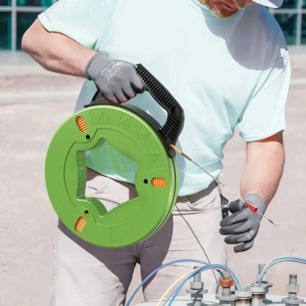 

Guide Spring Cable Pulling Aid Anti-Corrosion Data Cabling Fish Tape Reel Durable Ergonomic Handle Pull Wire Retracting