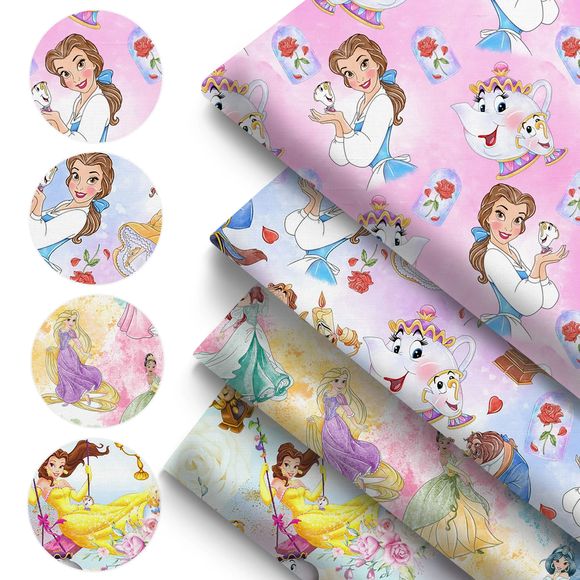50*145cm Disney La Bella Y La Bestia poliéster Material de algodón puro tela de retales costura tejidos acolchados bolsa de costura