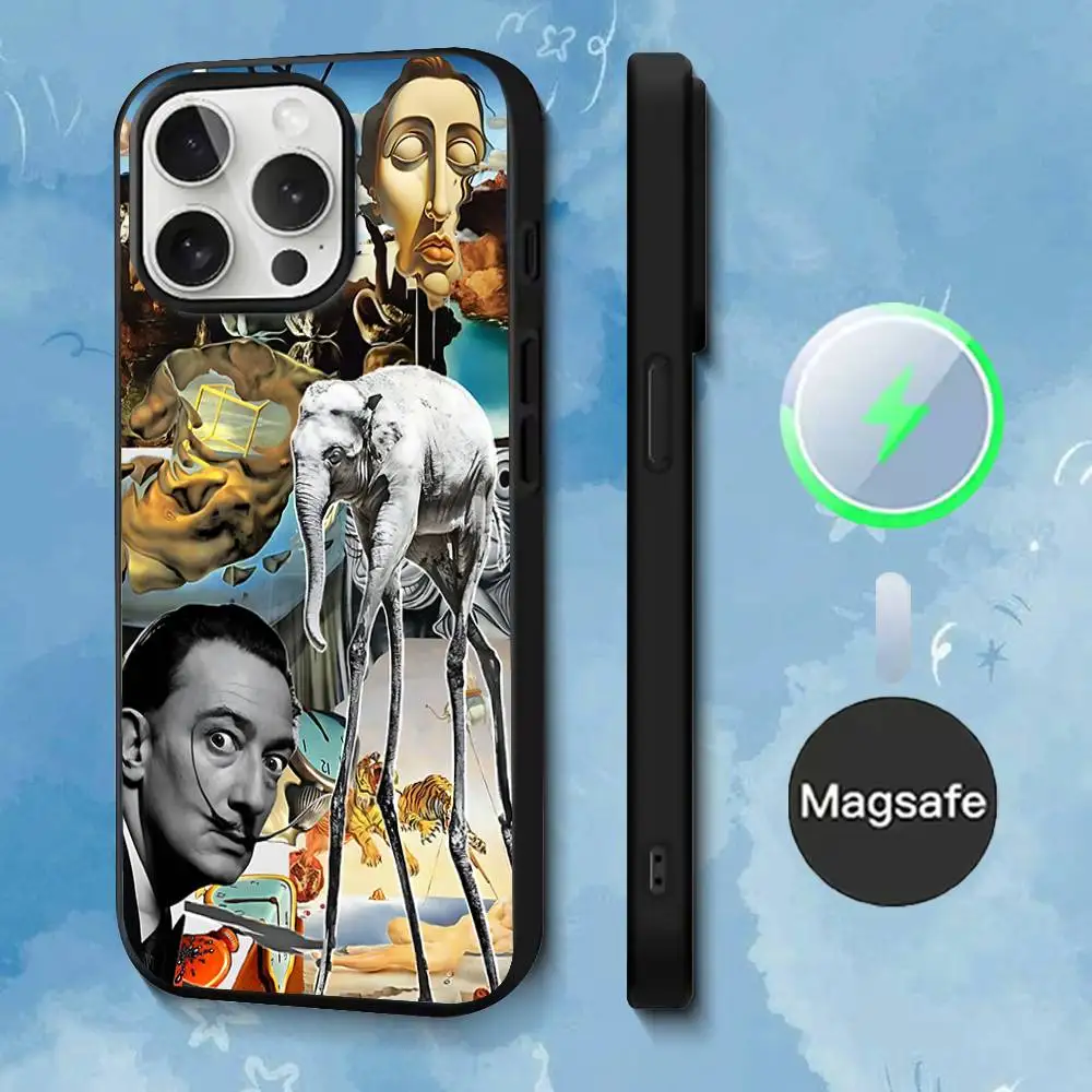 Etui na telefon S-Salvador D-Dali Art do iPhone'a 17, 16, 15, 14, 13, 12, 11, Pro, Max, Plus, Mini, SE4, E z magnetycznym systemem Magsafe do ładowania bezprzewodowego