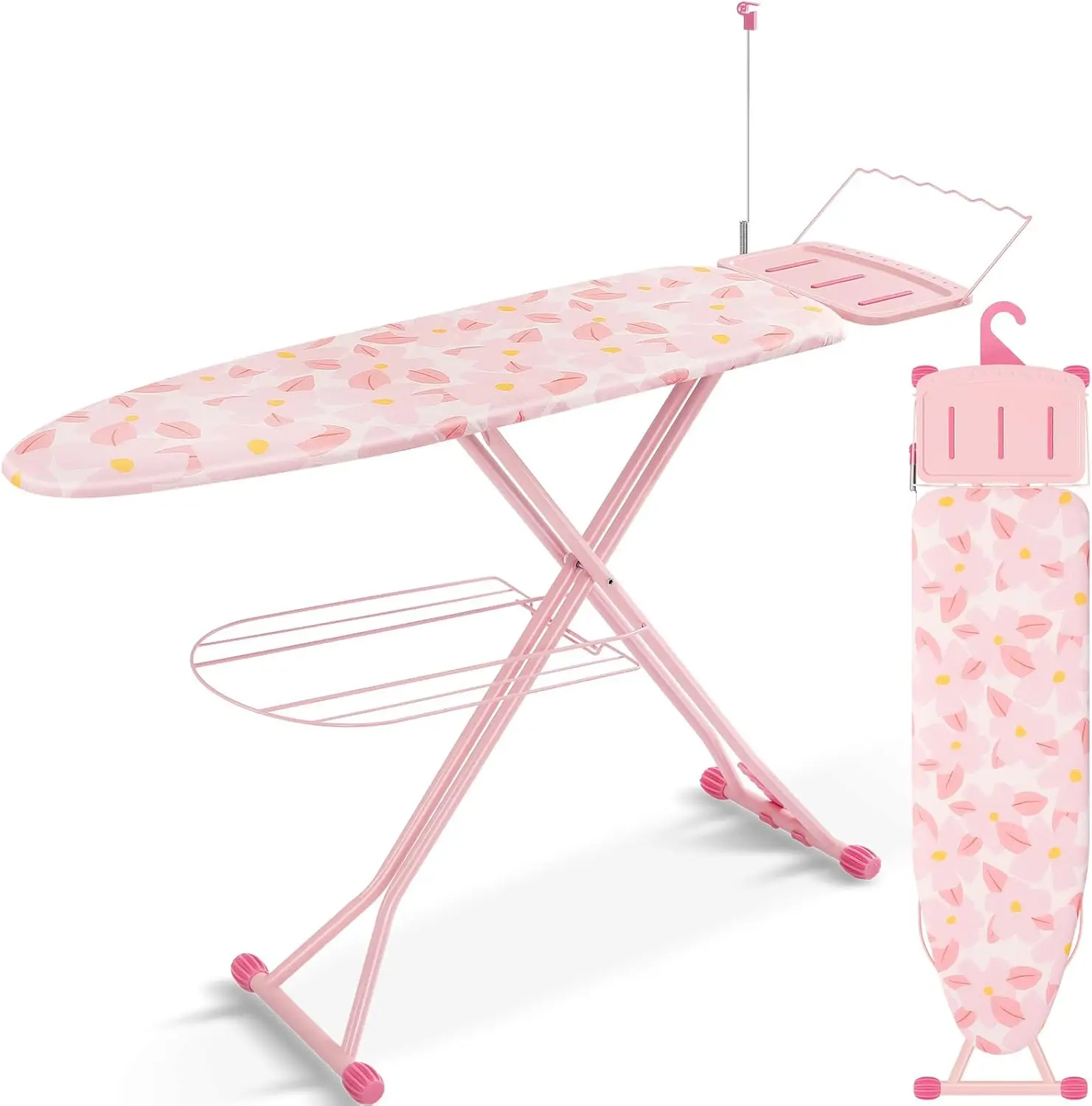 Ironing Board, Extra Wide Iron Board with Bottom Storage Tray, Space Saver Ironing Boards with Iron Rest, Cord Holder