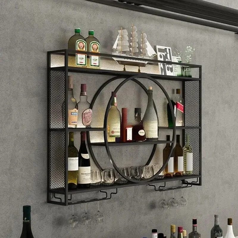 Estante de exhibición colgante de primera calidad, estante de vino montado en la pared, gabinete de Bar moderno invertido al por menor, botella para Club, muebles para el hogar únicos