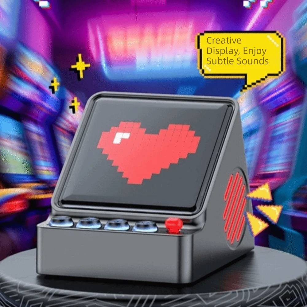 Retro Rhythm Light Bluetooth Speaker 1800mAh Clock Retro Pixel Speaker Stereo Portable Wireless Speaker Desktop