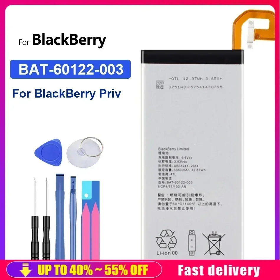 Mobile Phone Batteries 3360mAh BAT-60122-003 For BlackBerry Priv STV100-1/2/3 HUSV1 BAT-60122-003  Cell Phone Portable Battery