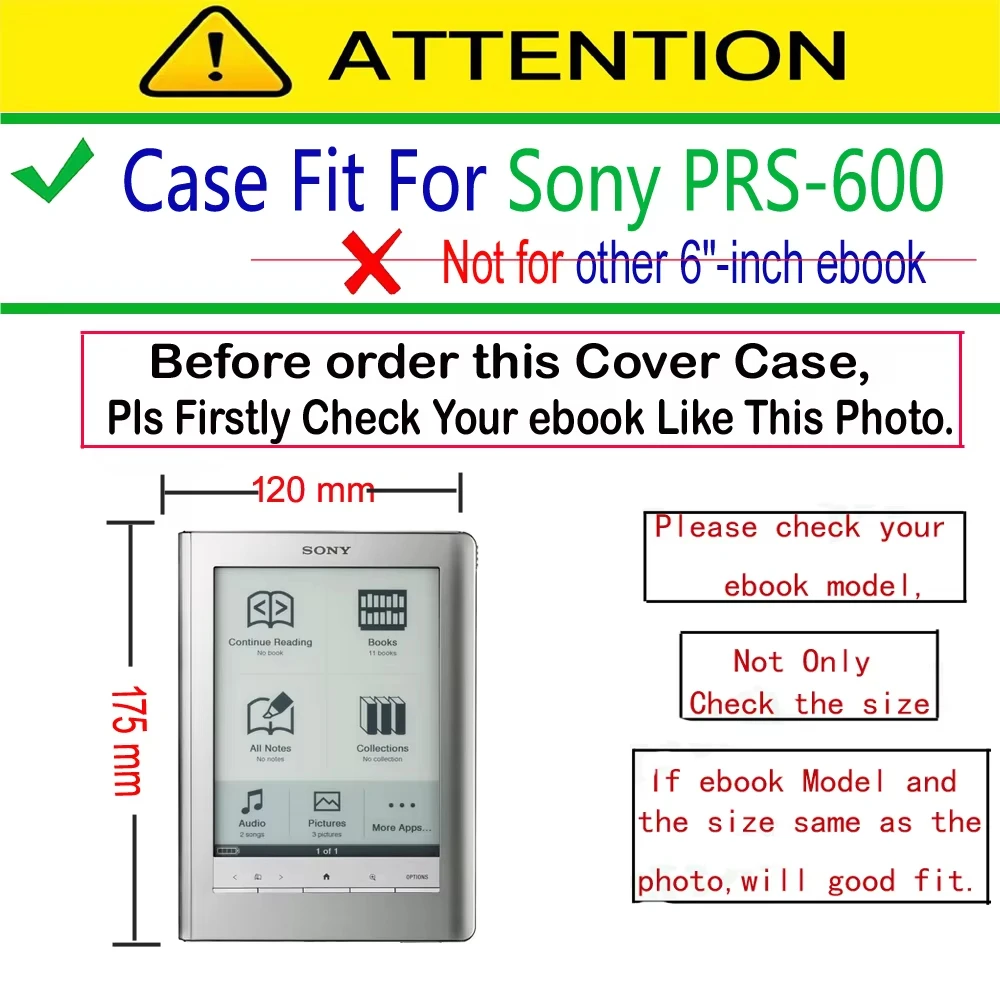 Case for Sony PRS-600 6” Tablet Case, Full Coverage Ultra Slim Leather Cover Case with Folding Cover Rugged with Auto Sleep/Wake