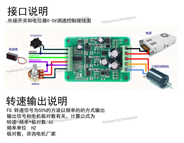 600w Dc Brushless Motor Driver Board High-power Pwm Speed Control Board Motor Control Module 20a