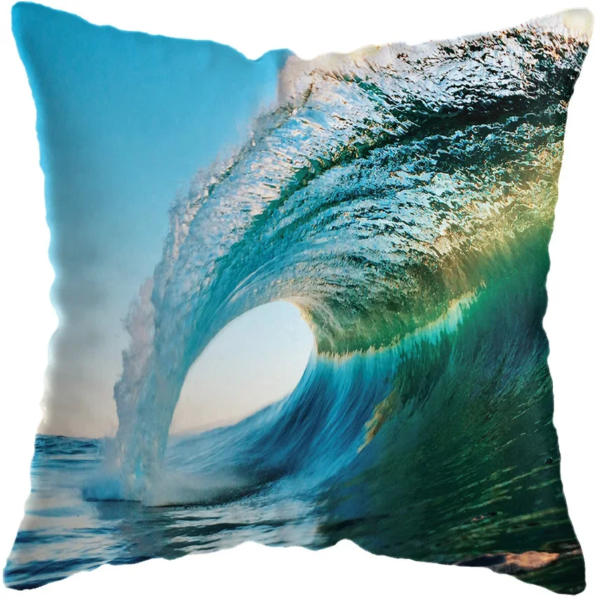 Surfing Ocean Sea Waves Sofa Decor Pillow Seascape Car Decor Cushion Cover Home Hotel Sea Waves Sofa Bed Cushion Cover 45x45cm