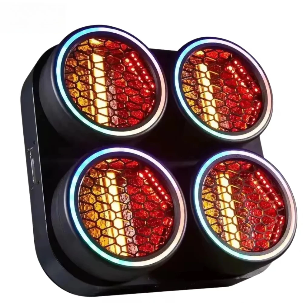 Four Eye Retro Stage Light Amber RGB Halo Effect DMX512 Atmosphere Lamp for DJ Bar Wedding Background Visual Decoration Pro