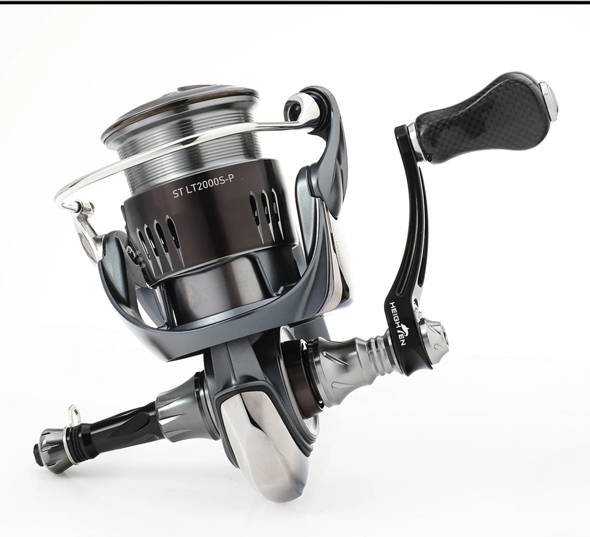 HEIGHTEN Spinnrolle mit Einzelgriff und Einstellbarem Spindelabstand von 40mm bis 50mm und 20mm Carbon-Knöpfen für Luya-Angeln – Detail 29
