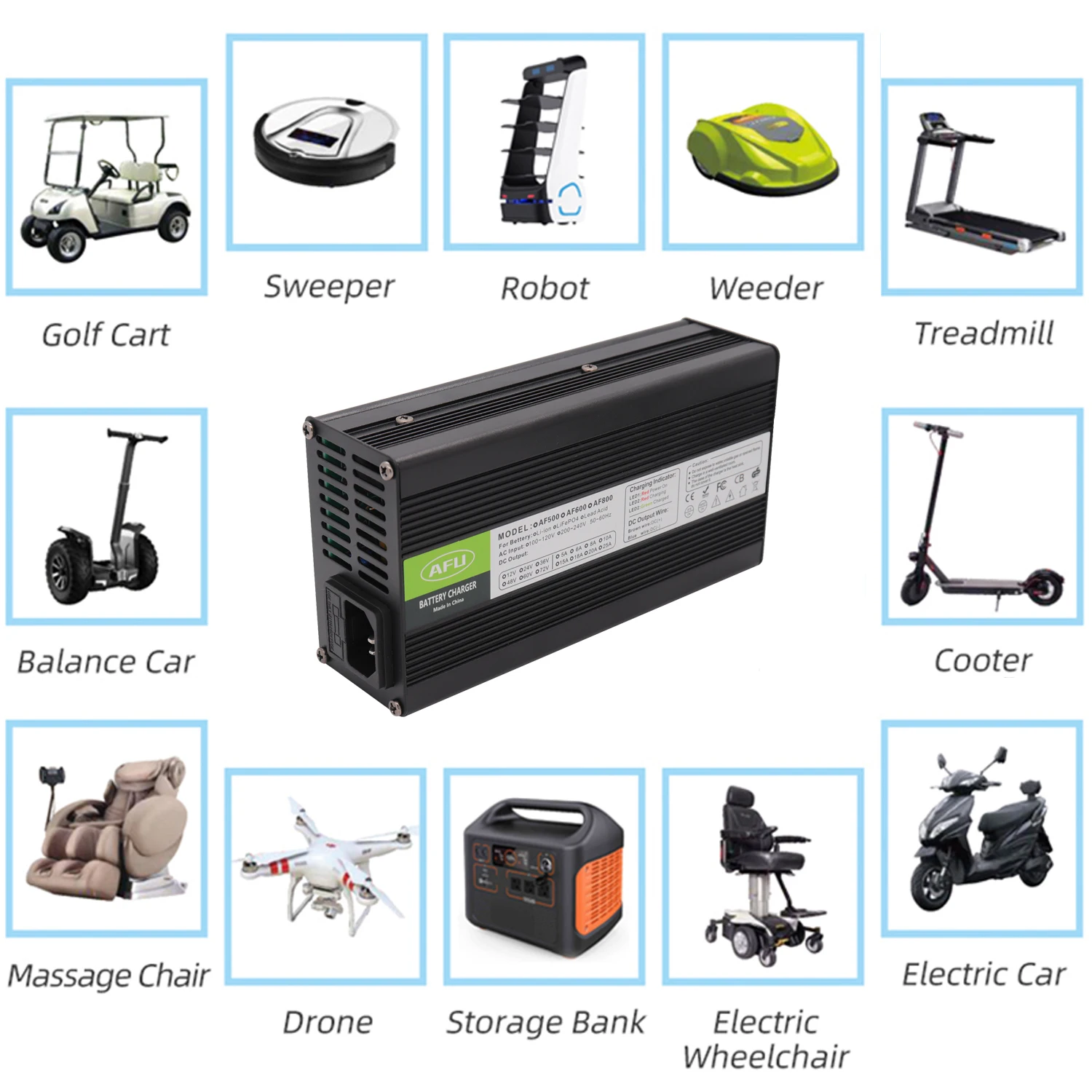 58.8V 8A Charger Smart Aluminum Case Is Suitable For 14S 51.8V Outdoor Lithium Ion Battery Safe And Stable