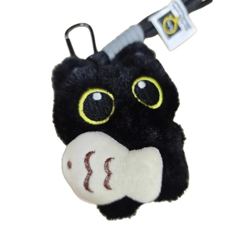 Cute Black Cat Plush Pendant Keychain Pilot Little Black Cat Hanging Backpack Keychain Creative Cat Plush Phone Keychain Gift image 5