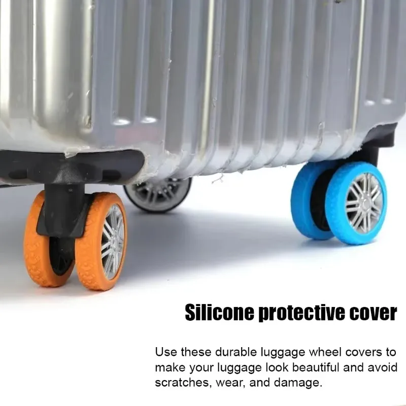 24/4pcs Colorful Travel Luggage Wheels Cover Thicken Silicone Luggage Wheel Protector Reduce Noise Roller Protective Sleeves image 6