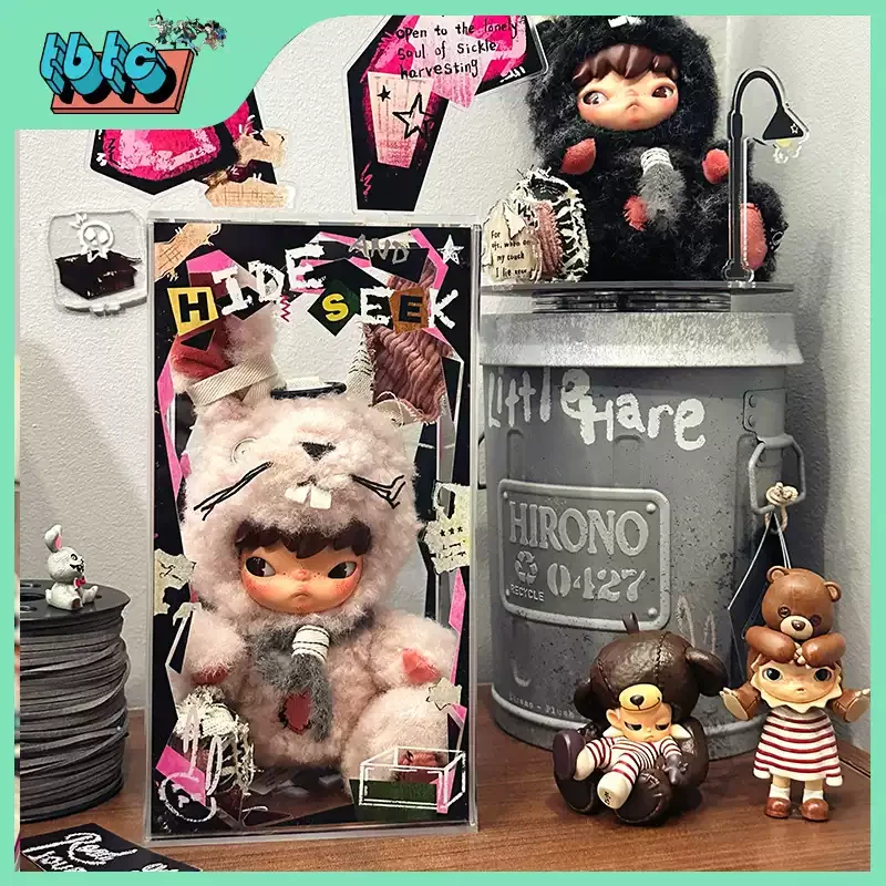 

POP MART Hirono Little Hare Blind Box 23CM Plush Figure Collectible Room Decor Girl Gift Acrylic Display Case And Rotating Base