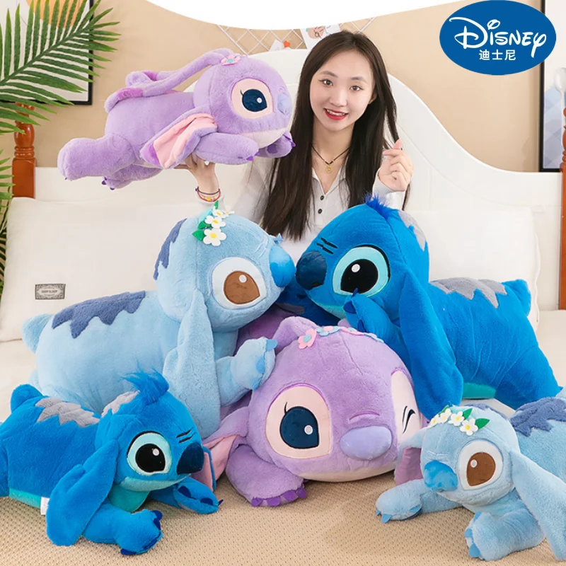 New 55/80cm Disney Lilo And Stitch Purple Angel Toys Kawaii Pixar Anime Soft Stuffed Gift For Children Pillow Dolls Toy Gift