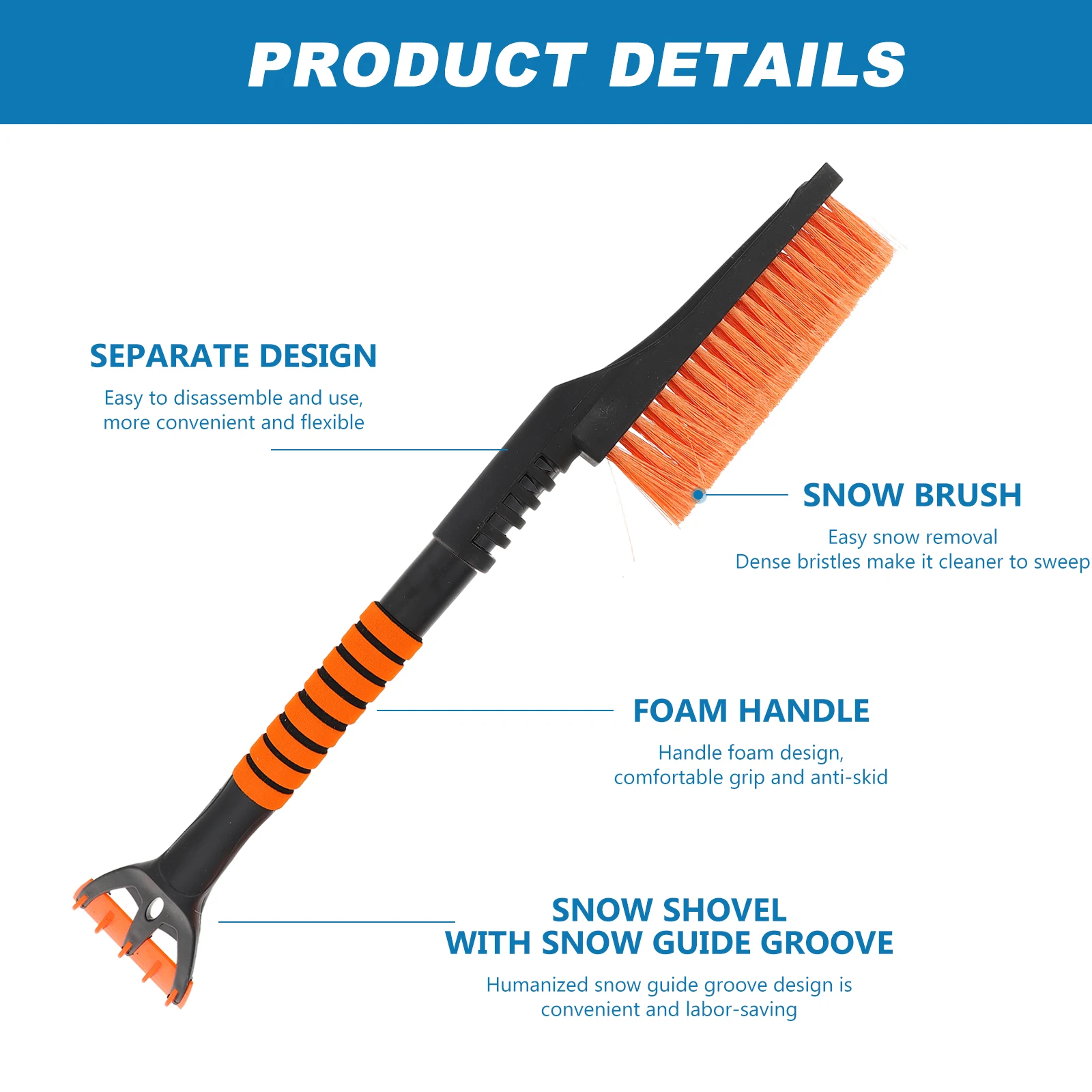 

Snow Shovel Ice Brush Car Cleaning Portable Abs Windshield Removal Tool Compact Durable Multi Functional Flexible Storage