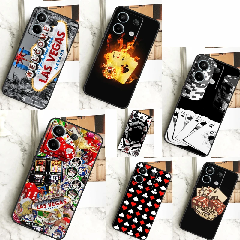 Las Vegas Casino Poker Case For Xiaomi Redmi Note 13 12 11 9 10 Pro 9S 10S 11S 12S Redmi 13 12 10C 12C 13C Coque