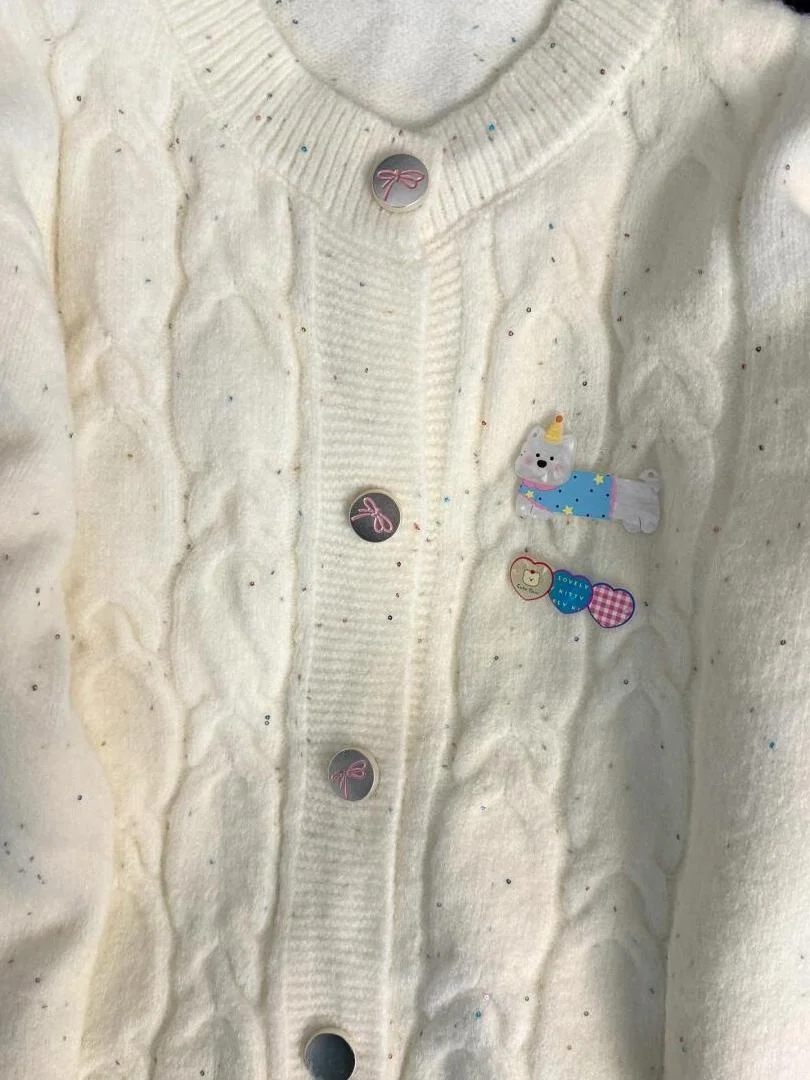 

Осенне-зимний мягкий уютный вязаный кардиган-свитер женский свободного кроя в корейском стиле с точечным узором