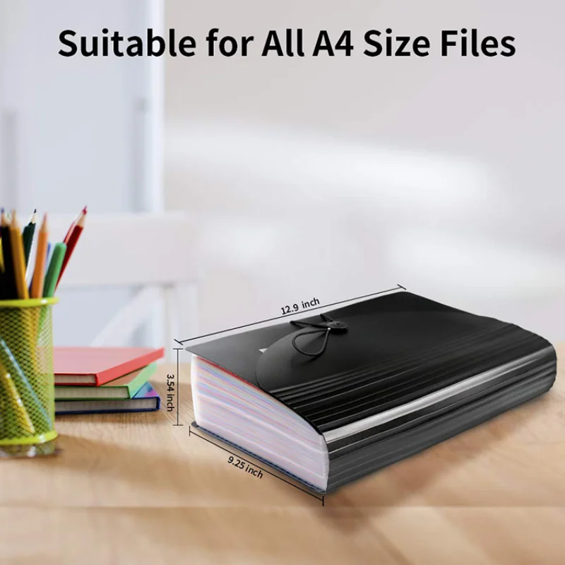 Portable A4 File Folder 13 24 Pockets Multilayer Rainbow Solid Extensible Organ Bag for White-collar Workers Teachers Women