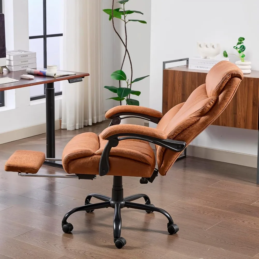 كرسي مكتب مريح من GarveeHome، كرسي مكتب منزلي كبير وطويل 500 رطل، كراسي مكتب كمبيوتر من جلد البولي يوريثان، مقعد عريض تنفيذي #6