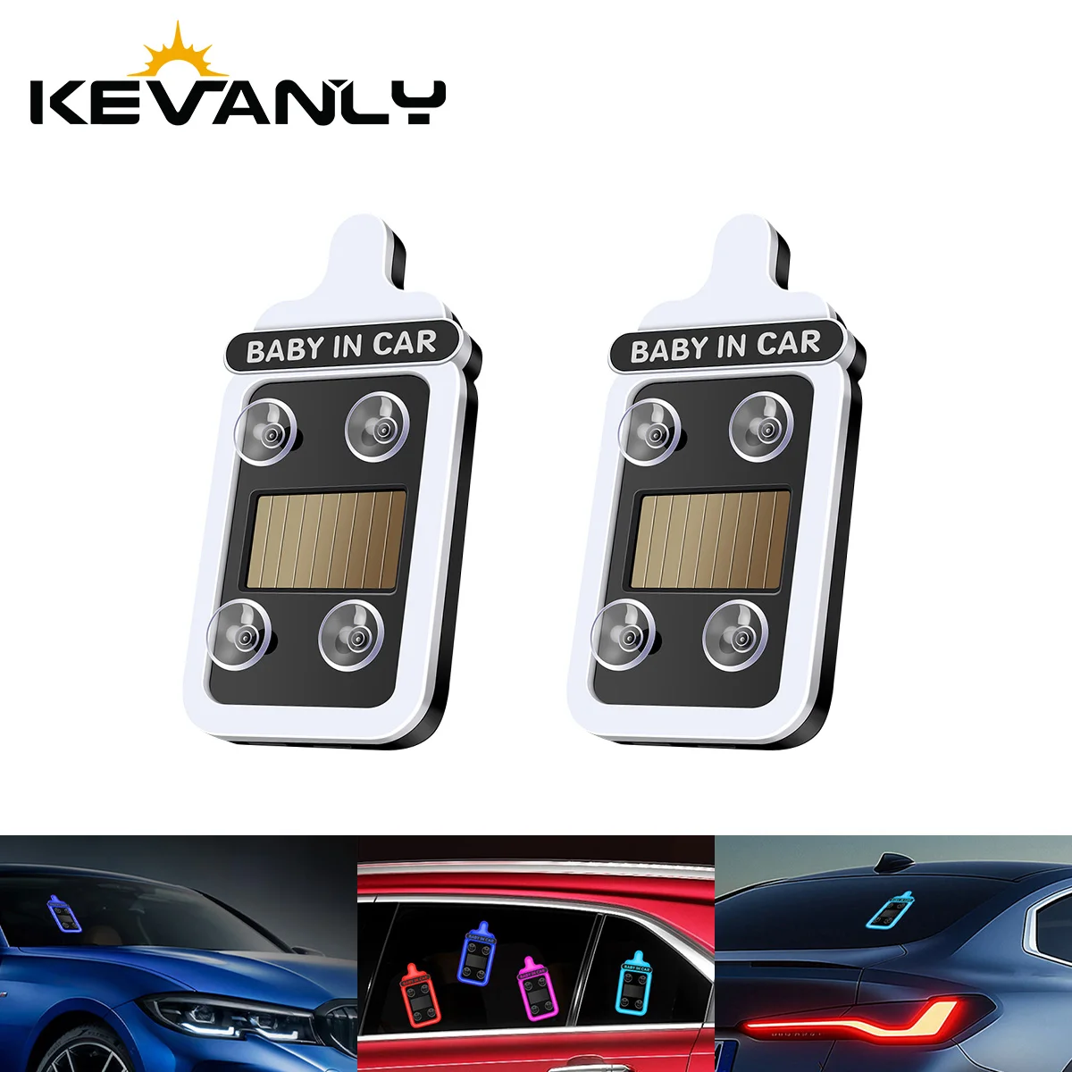 

1pc Solar Energy RV LED Baby bottle Ambient Light Wireless Windshield Warning Light RGB USB Charging Car Decorative light