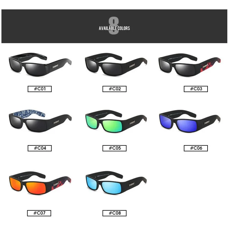 DUBERY Vintage Sunglasses Polarized Men Glasses For Men Driving Black Square