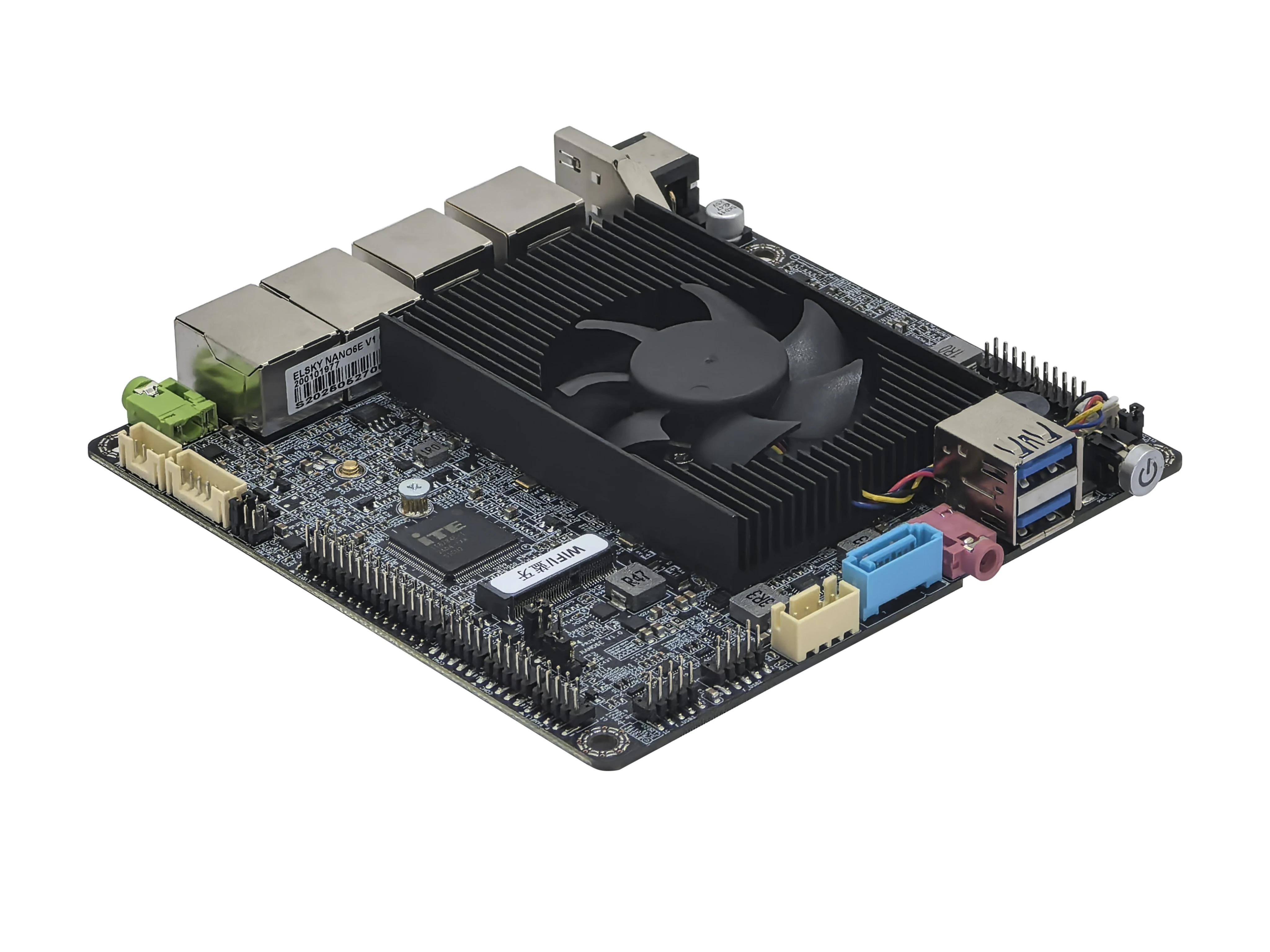 

2026 ELSKY Newest NANO ITX Mainboard with J6412 NANO6E Board 2/3/4*2.5G Network Card Quad Core 2.00G WiFi 4G/5G M.2 SSD