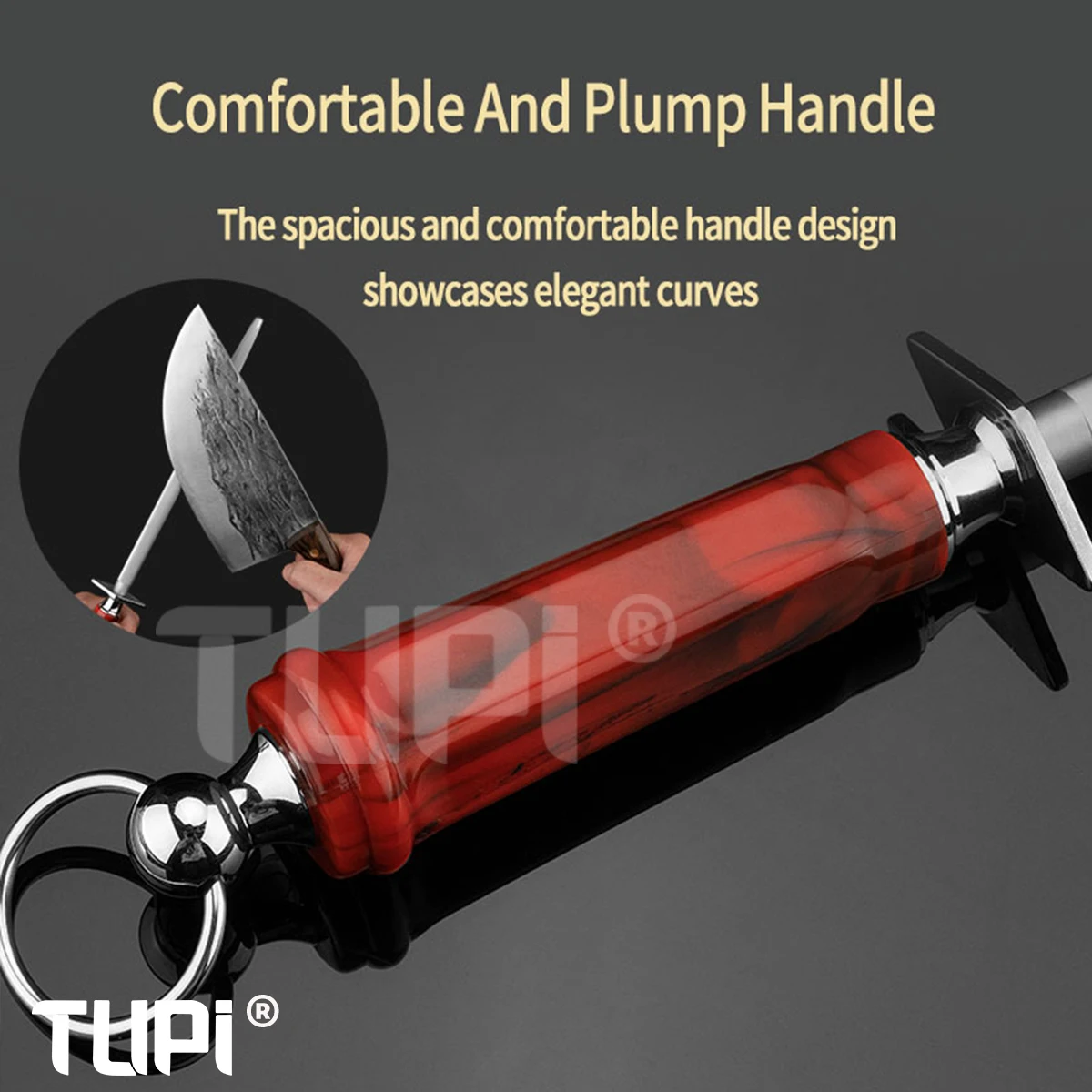 

TUPI Chef-Approved Sharpening Steel - Ergonomic Non-Slip Handle Honing Rod for Kitchen/Commercial Knives | Lifetime Durability