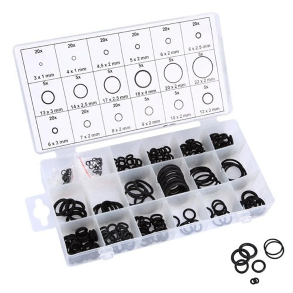 225x Rubber O Ring O-Ring Washer Seals Gasket Assortment Black for Car 18 Sizes