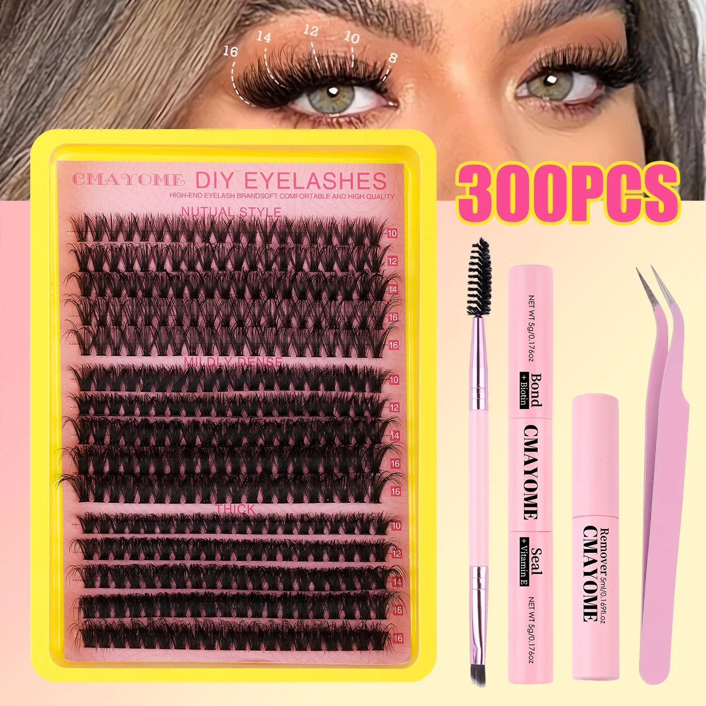 

60D100D3D False Eyelash Set, Multi-hair DIY Segmented Eyelashes, Hot Melt, Dense Planting, Single Cluster of Hair.