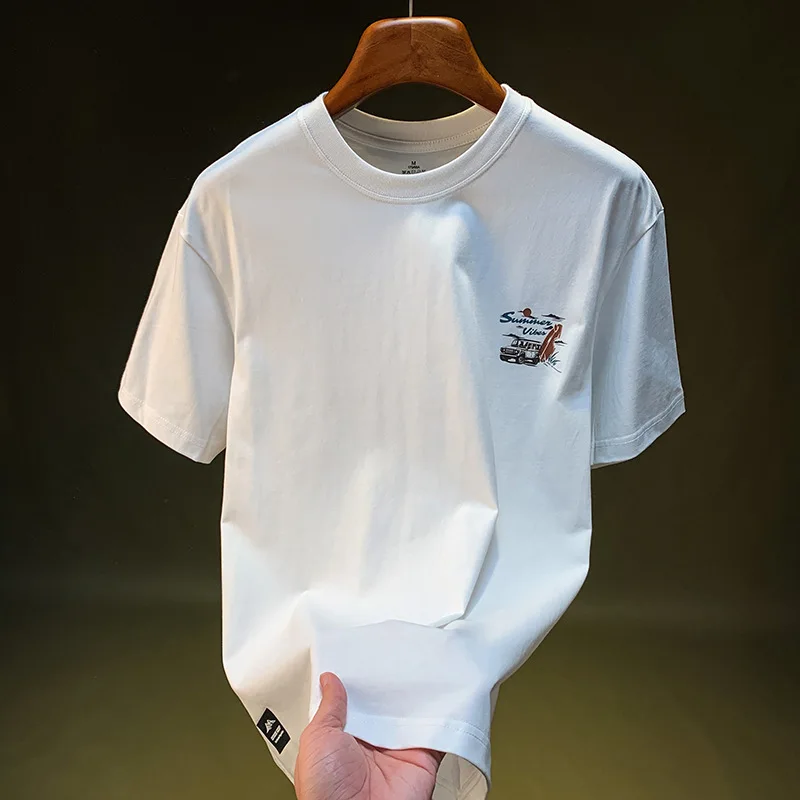تي شيرت رجالي صيفي 2025 مطبوع بسيط ومتعدد الاستخدامات ملابس الشارع للشباب بلوزة فضفاضة بأكمام قصيرة #3