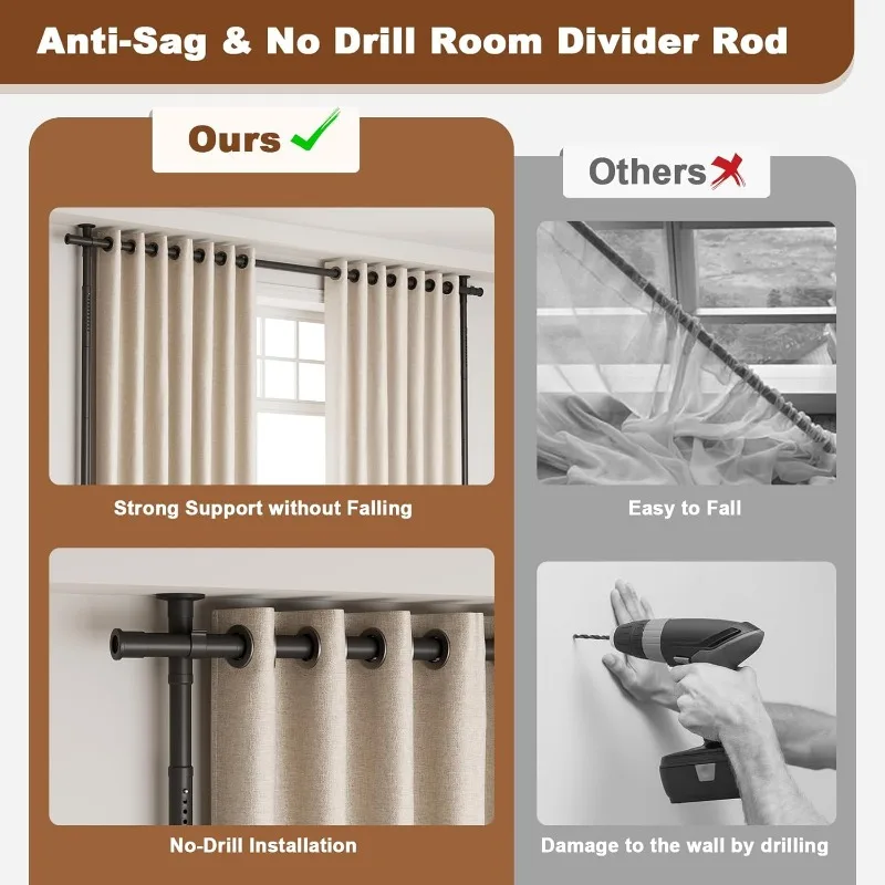 Room Divider Curtain Rod, No Drilling Partition Room Dividers 28-96