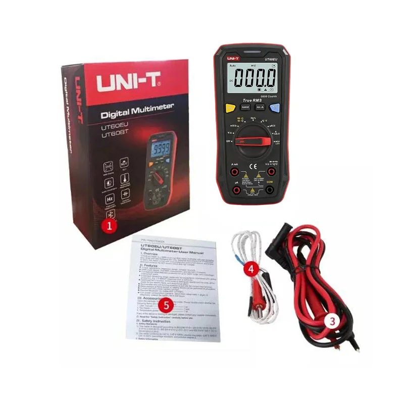 UNI-T Mini Digital Multimeter UT60EU 1000V AC DC Voltage Current Meter Automotive Tester Capacitor Temperature Test 9999 Counts