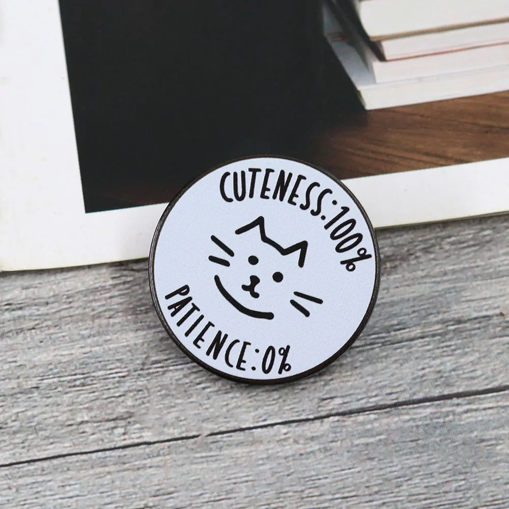 Lustige Katzen-Emaille-Pins Niedlichkeit 100% Geduld 0% Tier-Broschen Kreative und Humorvolle Abzeichen Schmuckgeschenk für einen Freund – Detail 10