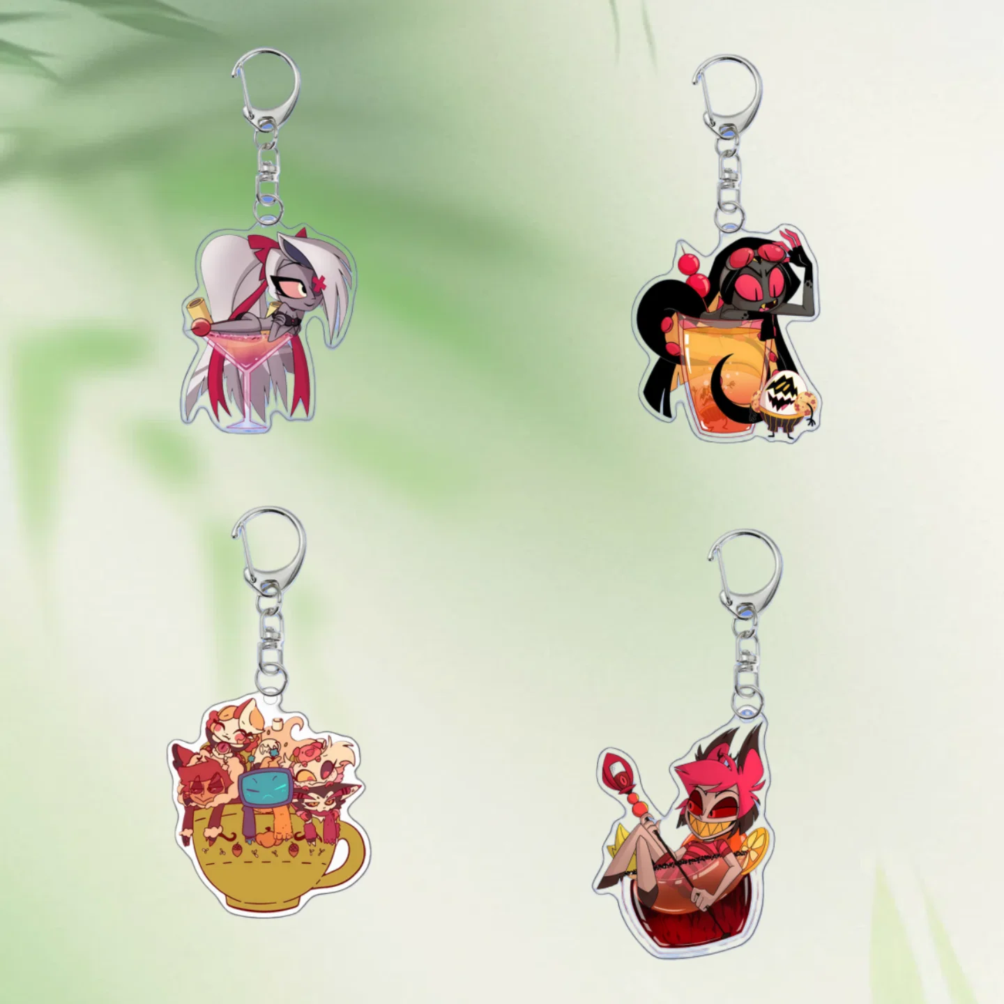 

Keychain Acrylic Q Version Character for Hazbin Hotel Alastor Arackniss Lucifer Morningstar Anime Decoration Collection Gift