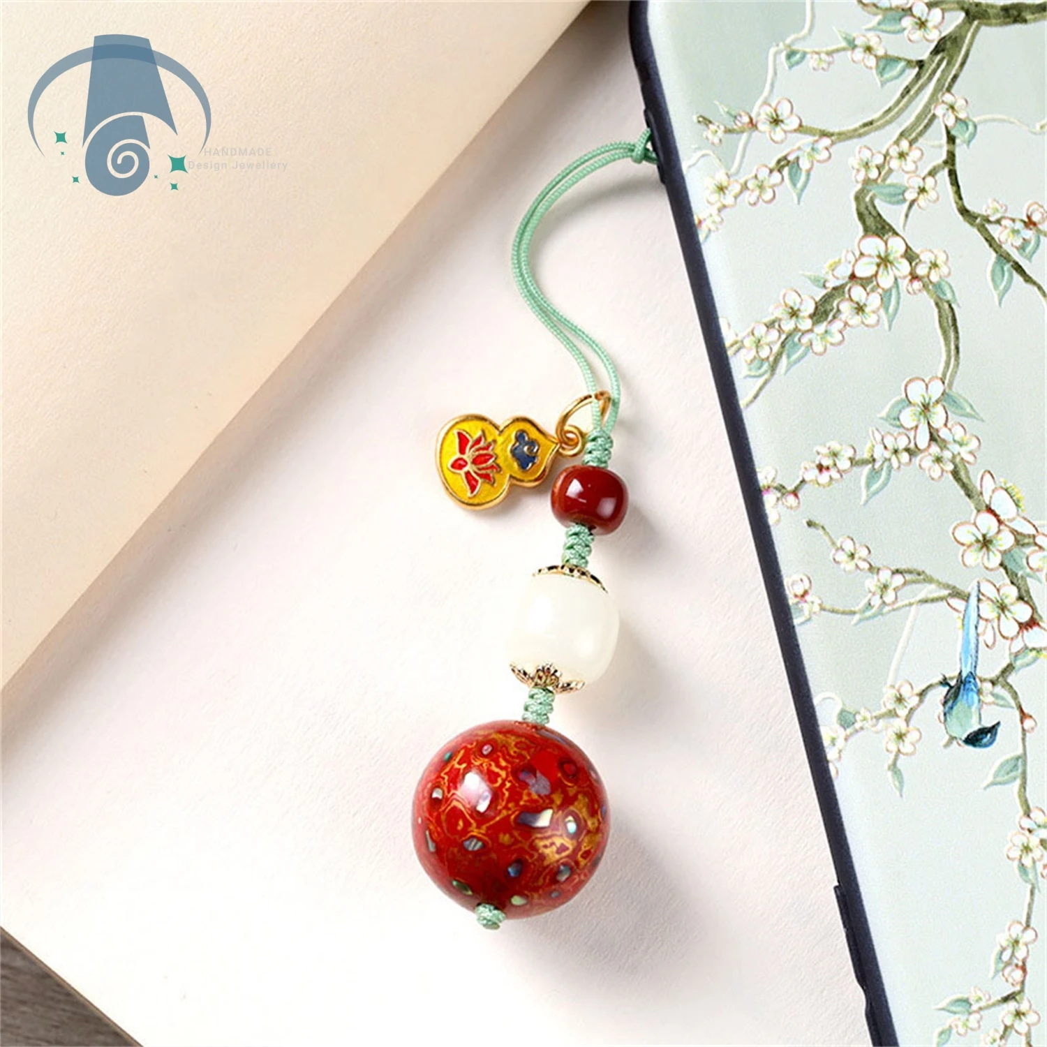 Ethnic Style Phone Strap Hand Woven Lacquer Beads Vintage Unisex Bag Charm Decorative for Mobile Phone and Bag Gift Accessory