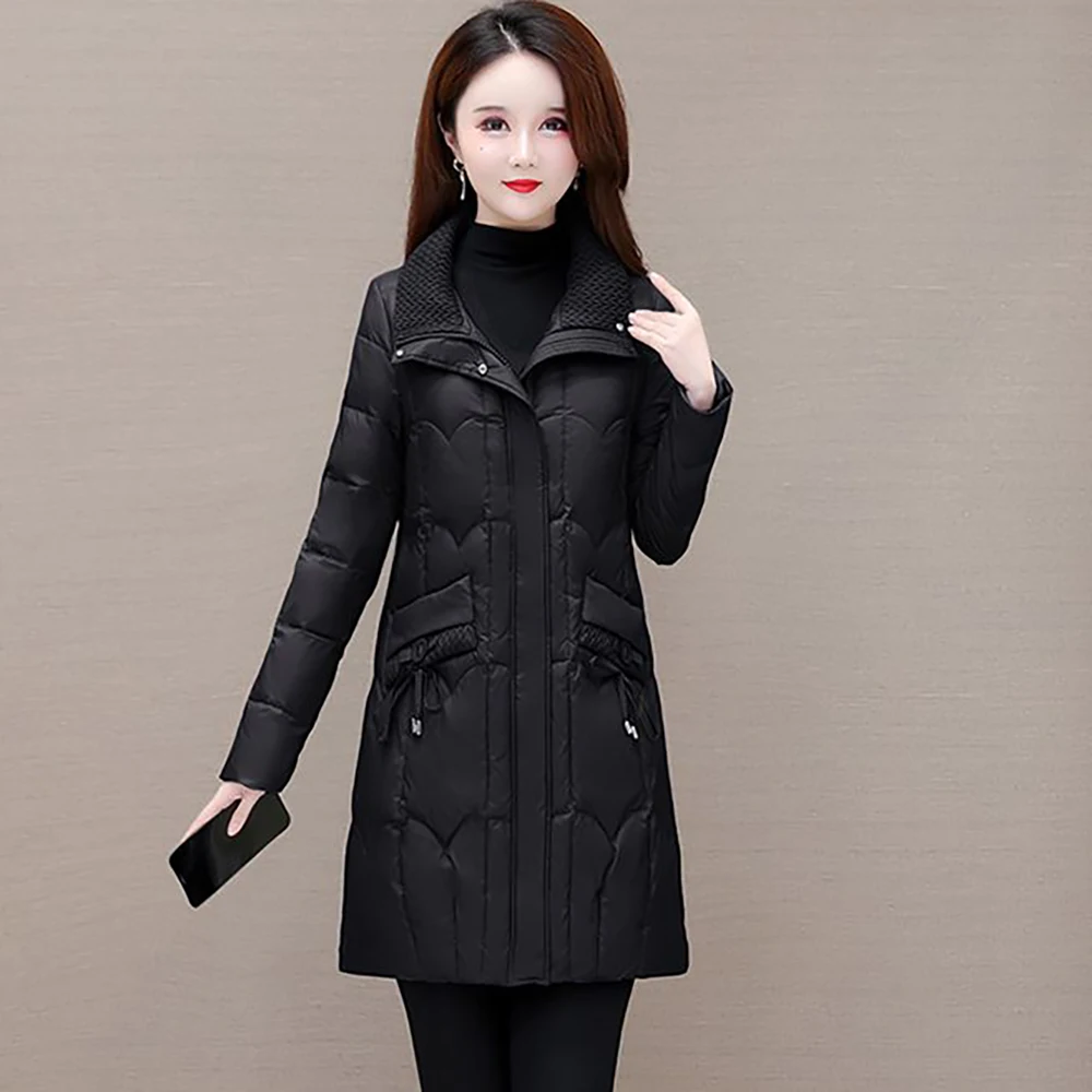 Solid Color Collar Loose White Eiderdown Down  Female 2023 Winter New Fashion Casual Joker Temperament Warm Coat Tide.