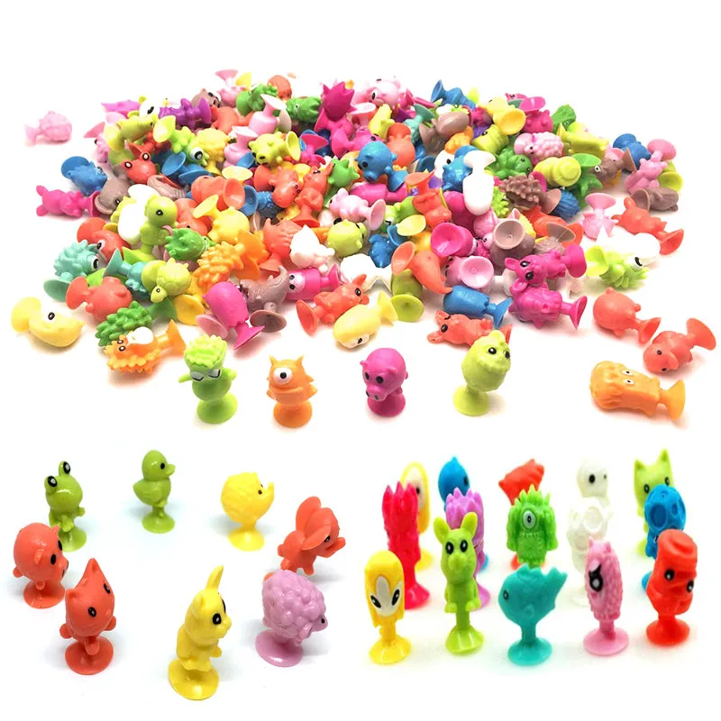 50pcs/lot Mini Monster Sucker Toy Capsule Model Little Cartoon Anime Animal Action Figures Suction Cup Puppets Gift For Children