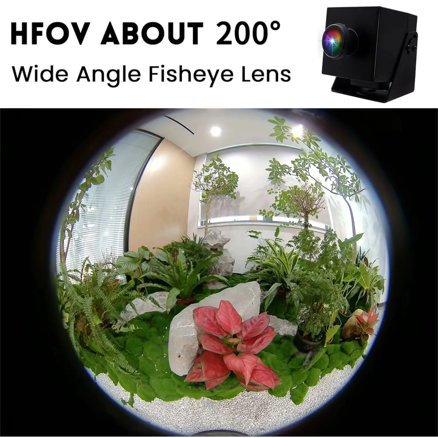 ELP 48MP USB Camera 4K 30fps CMOS IMX586 USB Webcam Wide Angle PC Camera with 200 Degree Fisheye Lens for Home Monitoring