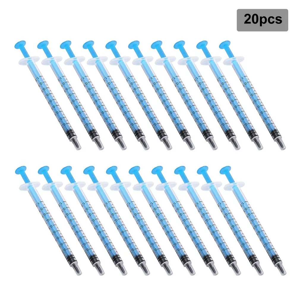 20 Pcs piccola coltura idroponica in plastica da 1 mL analizza la siringa monouso per la misurazione dei nutrienti siringa in resina epossidica con misurazione del coperchio