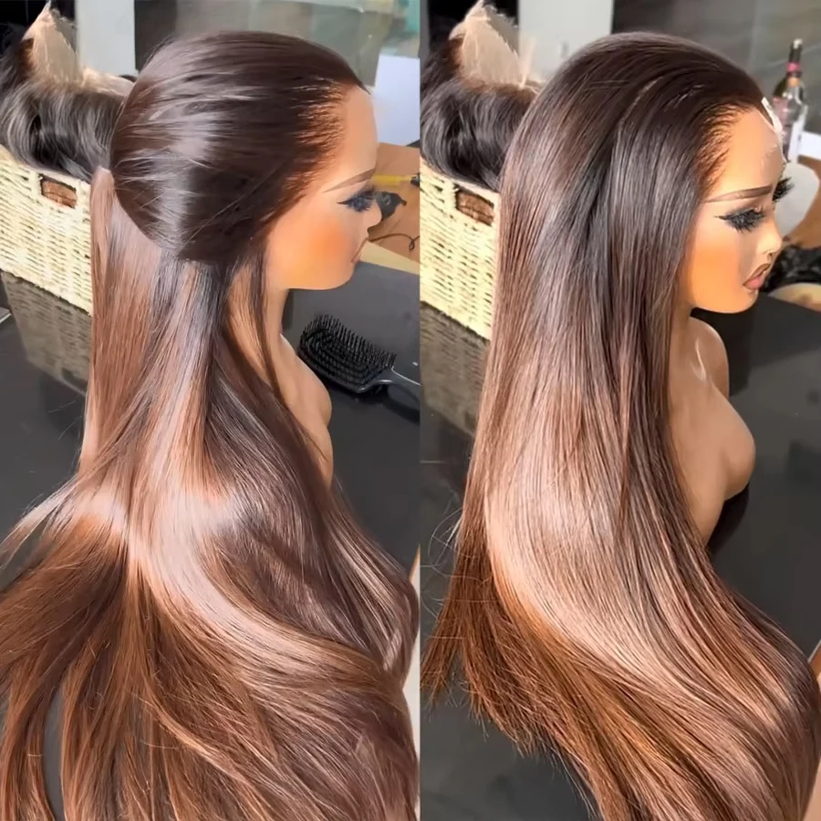 13x4 HD Ombre colorate brasiliane capelli anteriori in pizzo destro parrucche umane alleggeriscono parrucche senza colla donne naturali