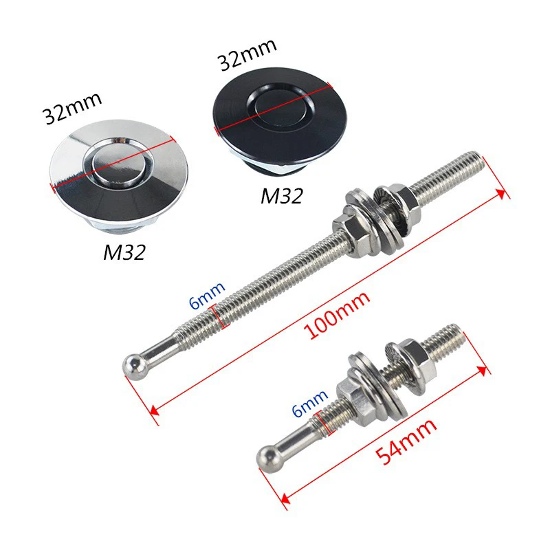 Tombol Tekan Universal 32Mm/1.25 "Kit Klip Kunci Pin Kap Mesin Kunci Jaring Aluminium Kunci Cepat Mobil