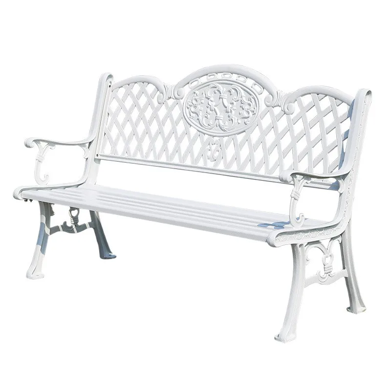 

Park Chair Outdoor Bench White Cast Aluminum Outdoor Bench Leisure Community Garden Rest