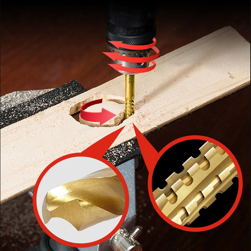 HSS Titanium Serrated Drill Bit Set 3/4/5/6/6.5/8mm Grooving Cutting Hole Saw Twist Drill Bits Round/Hex Shank Wood Metal Tools view 3