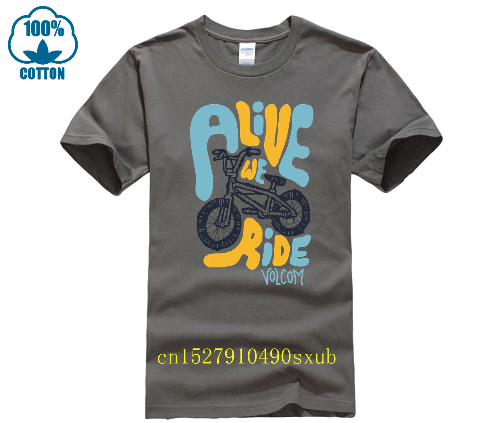 Homme imprimé décontracté 100% coton T-Shirt populaire Volcom Alive We Ride T-Shirt blanc