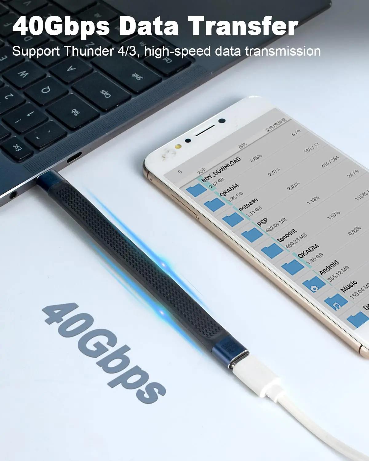 10 قطع كابل تمديد USB C قصير 5 بوصة، (240 وات PD شحن سريع، 40 جيجابت في الثانية، دقة 8K) لكابلات USB 4، آيفون 15/16، MacBoo